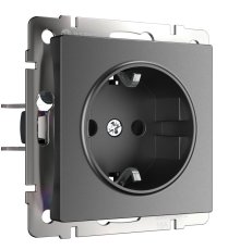Розетка с заземлением и шторками Werkel графит W1171164 4690389194412 a063104