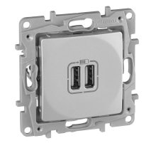 Розетка 2хUSB Legrand Etika алюминий 672494