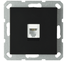 Интернет розетка Jasmart разъем RJ45 с накладкой черный матовый (soft touch) G6105PB