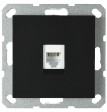 Интернет розетка Jasmart разъем RJ45 с накладкой черный матовый (soft touch) G6105PB