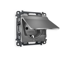 Комплект механизма розетки с/з со шторками и крышкой Ambrella Volt Alfa MA658010