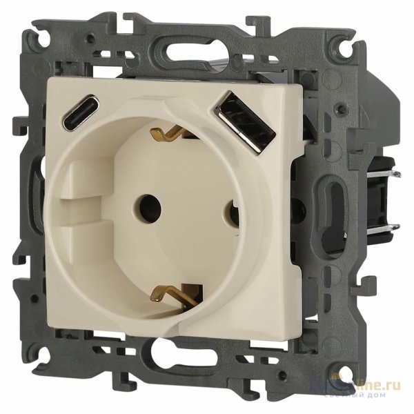 Розетка со шторками с USB type-A+C Эра Elegance 14-4108-02 Б0067725