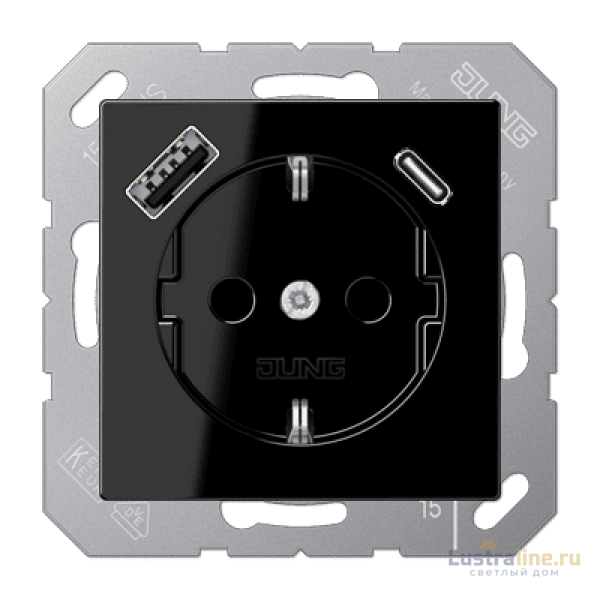 Розетка 2K+З USB Typ AC Jung A1520-15CASW