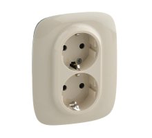 Розетка двойная Legrand Valena Allure 16A 250V с/з со шторками безвинт. зажим слоновая кость 753826