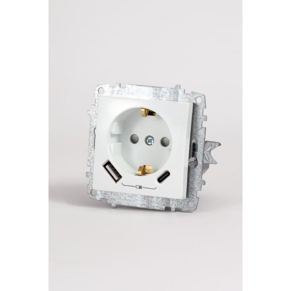 Розетка с/з зарядка (Type C+USB) ELBI Zena Vega 609-015600-334