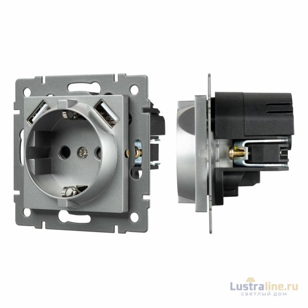 Механизм розетки с USB зарядкой Arlight SCT-MUAA-PL-GR-V (250V, 16A) 049820