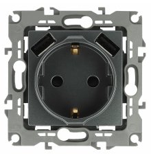 Розетка 2P+E со шторками и 2xUSB Эра 12-4109-12 Б0047846