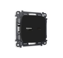 Комплект механизма розетки 2USB A+C 20W (быстрая зарядка) Ambrella Volt Omega MO811010