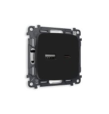 Комплект механизма розетки 2USB A+C 20W (быстрая зарядка) Ambrella Volt Omega MO811010