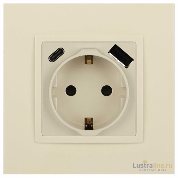 Розетка со шторками с USB type-A+C Эра Elegance 14-4108-02 Б0067725