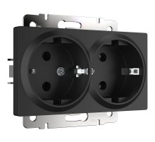 Розетка Werkel двойная с заземлением черный матовый W1172008 4690389156922