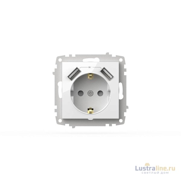 Розетка с заземлением и защитой от детей + два входа USB для заряда устройства ELBI Zena Vega 609-015600-317