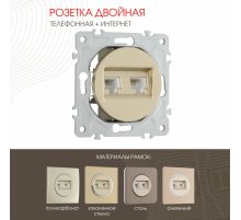 Розетка телефонная RJ11 + компьютерная RJ45 Arte Milano 202.44-1.shampan