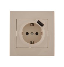 Розетка с/з + USB Lezard Rain 703-0303-181