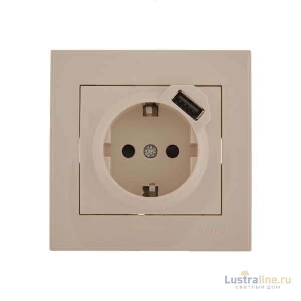 Розетка с/з + USB Lezard Rain 703-0303-181