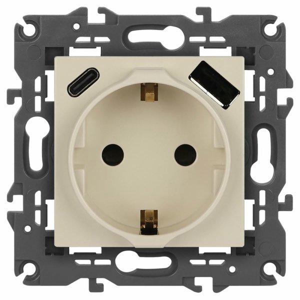 Розетка со шторками с USB type-A+C Эра Elegance 14-4108-02 Б0067725