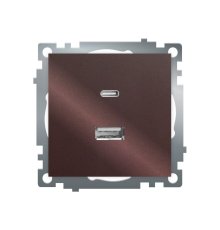 Розетка 2-местная USB + type C Stekker Катрин GLS10-7116-04 50057