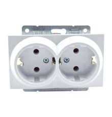 Розетка с заземлением двойная Mono Electric Despina-Larissa 16А 250В слоновая кость 500-000104-120