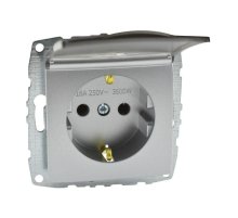 Розетка с заземлением с крышкой Mono Electric Despina-Larissa 16А 250В серебро 500-002121-118