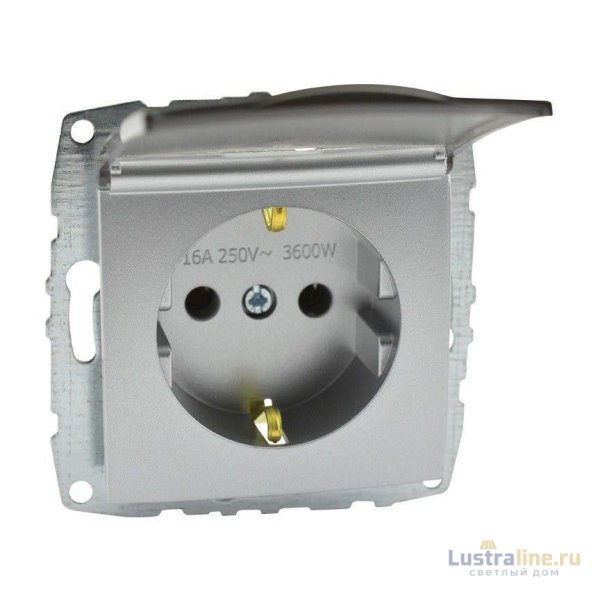 Розетка с заземлением с крышкой Mono Electric Despina-Larissa 16А 250В серебро 500-002121-118