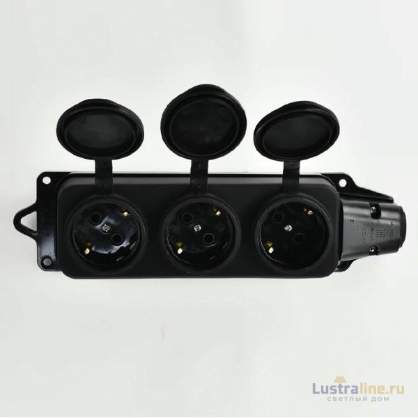 Розетка наружная тройная с заглушками Lezard Каучук 106-0400-0101/101