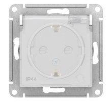 Розетка 2К+З Schneider Electric Atlas Design 16A 250V со шторками и крышкой белая ATN440146