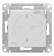 Розетка 2К+З Schneider Electric Atlas Design 16A 250V со шторками и крышкой белая ATN440146