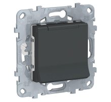 Розетка с заземлением, со шторками и крышкой Schneider Electric Unica New NU503754TA