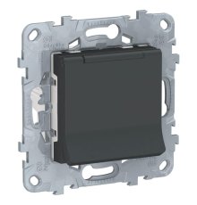 Розетка с заземлением, со шторками и крышкой Schneider Electric Unica New NU503754TA