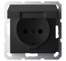 Розетка SHUKO Jasmart с крышкой с защитными шторками черный матовый (soft touch) 16A 250V 2P+T G5505PB
