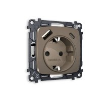 Комплект механизма розетки 2USB A+C 20W (быстрая зарядка) с/з Ambrella Volt Omega MO640010