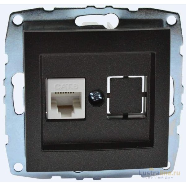 Розетка компьютерная Rj45 Cat6 Mono Electric Despina-Larissa графит 500-002005-125