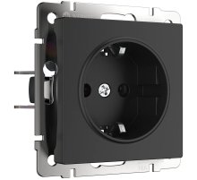 Розетка Werkel с заземлением и шторками черный матовый W1171108 4690389156885