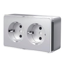 Розетка двойная с заземлением Werkel Gallant серебряный W5072106 4690389167188