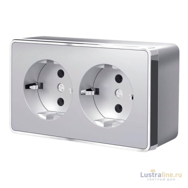 Розетка двойная с заземлением Werkel Gallant серебряный W5072106 4690389167188 Розетка двойная с заземлением Werkel Gallant серебряный W5072106 4690389167188