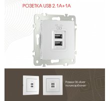Розетка USB 2.1А+1А Arte Milano 206.46-1.silver