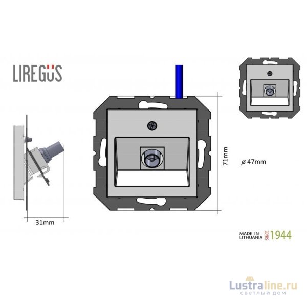 Розетка ТВ проходная Liregus Retro 29-232