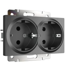 Розетка двойная с заземлением Werkel графит рифленый W1172004 4690389158650