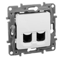 Розетка компьютерная 2хRJ45 Legrand Etika 5 кат UTP белая 672255