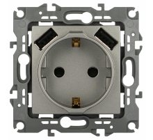 Розетка со шторами и 2 USB Эра 12-4109-16 Б0065729