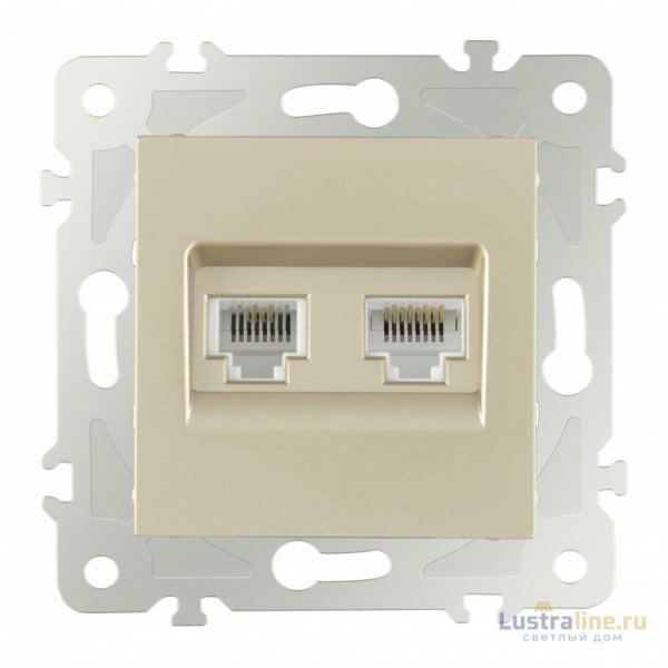 Розетка телефонная RJ11 + компьютерная RJ45 Arte Milano 203.44-1.shampan