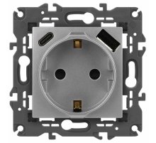 Розетка со шторками с USB type-A+C Эра Elegance 14-4108-03 Б0067741