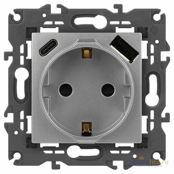 Розетка со шторками с USB type-A+C Эра Elegance 14-4108-03 Б0067741