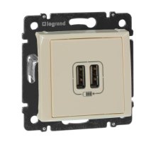 Розетка USB двойная Legrand Valena 240V/5V 2400mA слоновая кость 774170