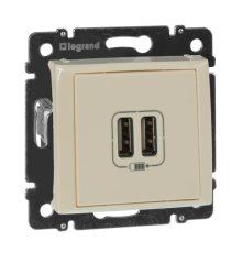 Розетка USB двойная Legrand Valena 240V/5V 2400mA слоновая кость 774170