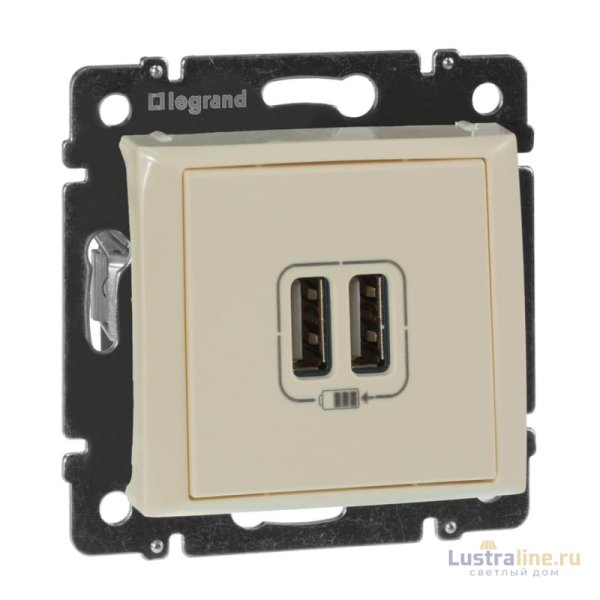 Розетка USB двойная Legrand Valena 240V/5V 2400mA слоновая кость 774170