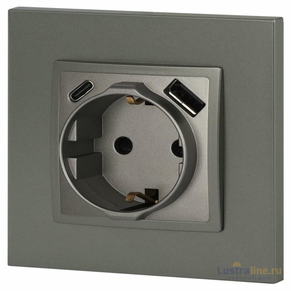 Розетка со шторками с USB type-A+C Эра Elegance 14-4108-16 Б0067695