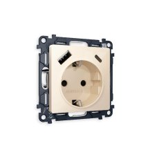 Комплект механизма розетки 2USB A+C 20W (быстрая зарядка) с/з Ambrella Volt Alfa MA310010