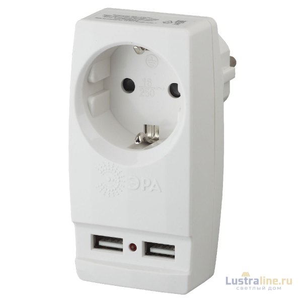 Разветвитель электрический Эра SP-1e-USB-W Б0026332