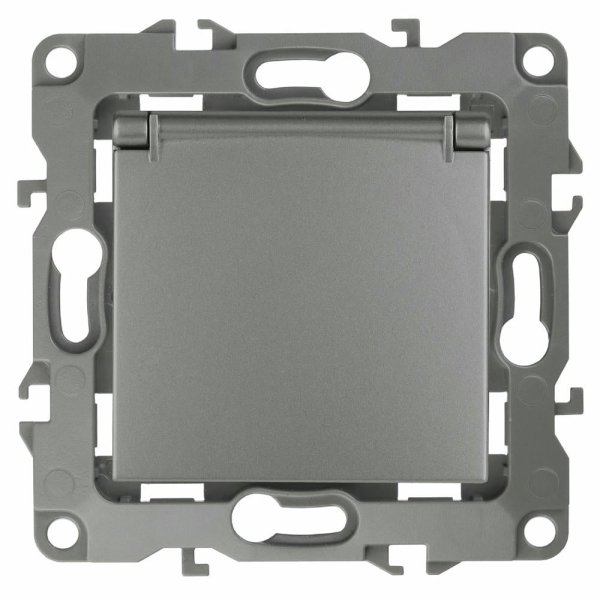 Розетка 2P+E Schuko со шторками с крышкой Эра 12-2103-12 Б0019327